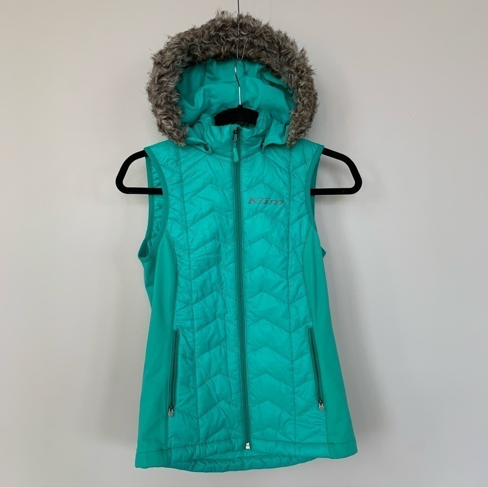 Klim Waverly Light Green Quilted‎ Vest with Removable Hood  Size S